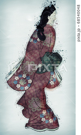 見返り美人図 ヴィンテージのイラスト素材