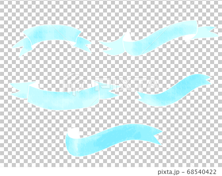 Hand-painted ribbon line frame blue - Stock Illustration [68540422] - PIXTA