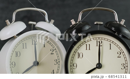 Close up of retro alarm clock going off on blurred Close up of retro alarm clock going off on blurred 68541311