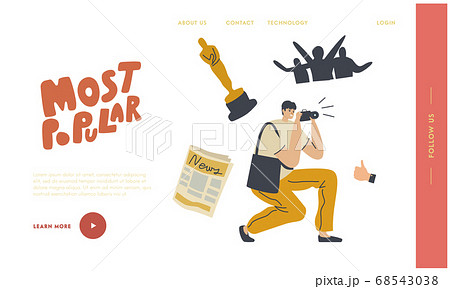 Popularity, Fame and Scandal Concept Landing Page Template. Photographer Shooting on Cinema Award Ceremony or Festival Popularity, Fame and Scandal Concept Landing Page Template. Photographer Shooting on Cinema Award Ceremony or Festival 68543038