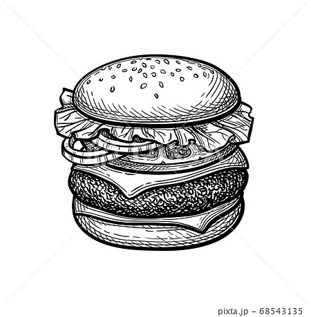 Ink sketch of hamburger. 68543135