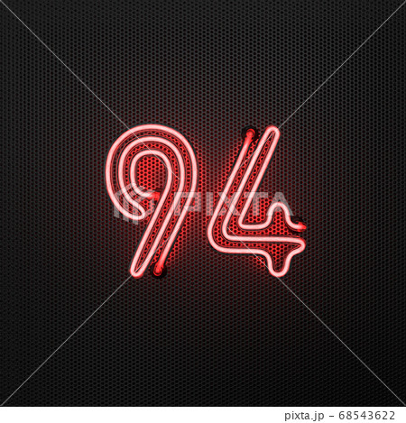 Glowing red neon number 94 celebration 68543622