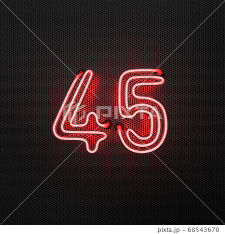 Glowing red neon number 45 celebration 68543670