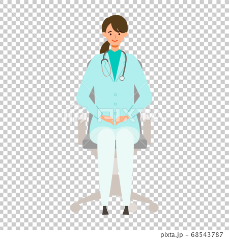 椅子に座る女性医師のイラストのイラスト素材