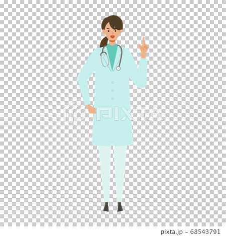 解釋用一隻手的一位女醫生的插圖 解釋用一隻手的一位女醫生的插圖 68543791