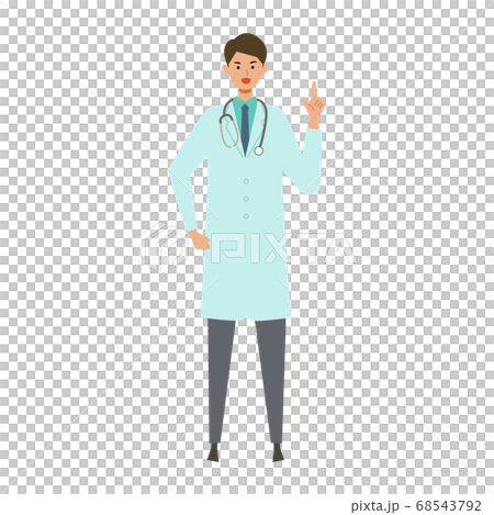 解釋用一隻手的一位男醫生的插圖 68543792