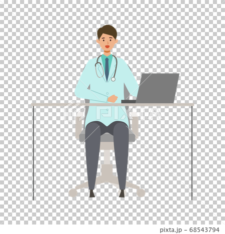 Illustration of a male doctor sitting in a chair Illustration of a male doctor sitting in a chair 68543794