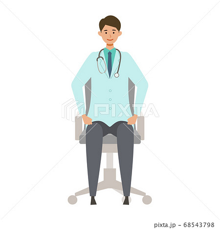 椅子に座る男性医師のイラストのイラスト素材