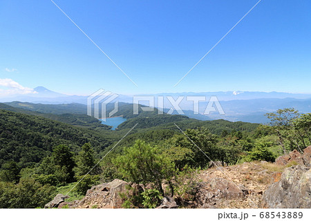 夏の大菩薩嶺の登山道からの富士山や南アルプスの眺め 68543889