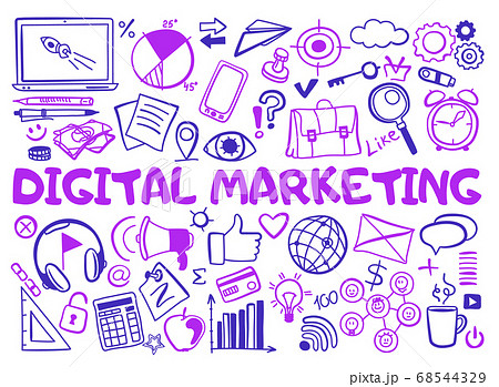 Set of digital marketing icons in doodle style Set of digital marketing icons in doodle style 68544329