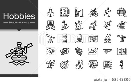 Hobbies icons. Modern line design. Hobbies icons. Modern line design. 68545806