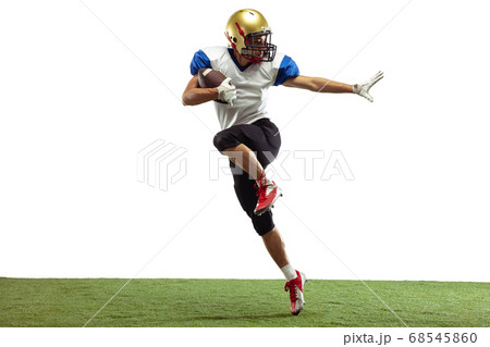 American football player in action isolated on white studio background American football player in action isolated on white studio background 68545860