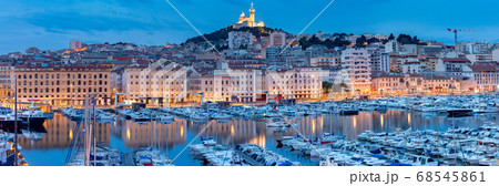 Marseilles. Panoramic view of the old port and the Cathedral of Notre Dame. Marseilles. Panoramic view of the old port and the Cathedral of Notre Dame. 68545861
