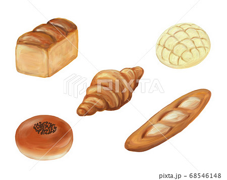 パン屋さんの美味しいパン詰め合わせのイラスト素材