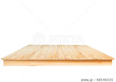 Brown wooden table top isolated on white 68546335