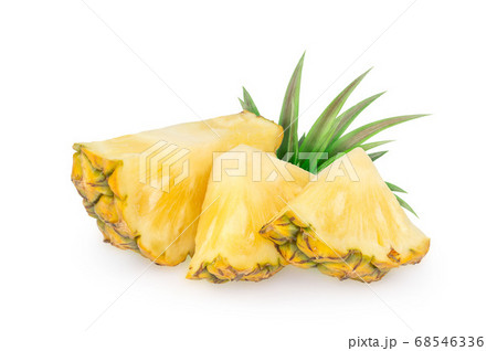 Pineapple piece isolated on white background. 68546336