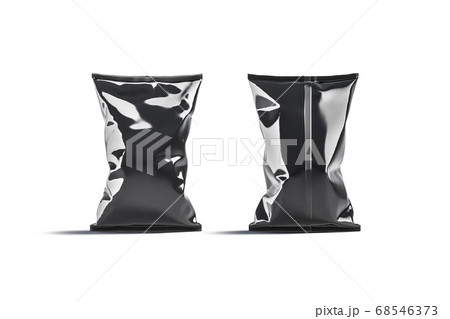 Blank black foil big chips pack mockup, front back view 68546373