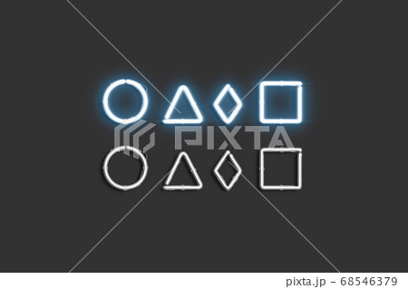 Decorative small circle, rhombus, triangle and square neon symbol mockup 68546379