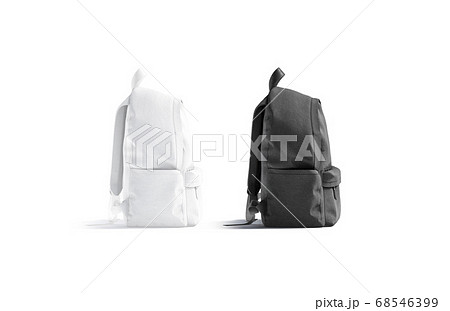 Blank black and white closed backpack with zipper mockup set, Blank black and white closed backpack with zipper mockup set, 68546399