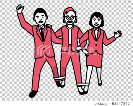 Elderly women and young men and women with three legs Elderly women and young men and women with three legs 68547842