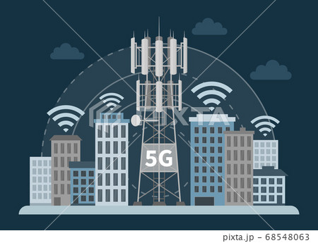 5G tower base station in innovative smart city 68548063