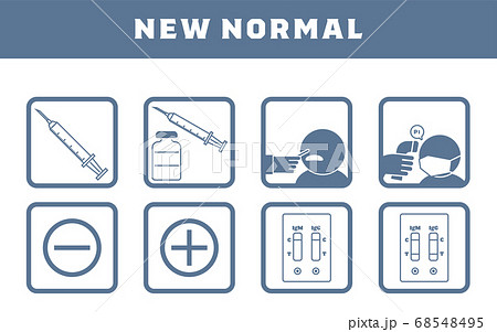 ワクチン接種やPCR検査、抗体検査などのセットイラスト 68548495