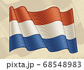 Vintage Flag Of Netherlands. Editable EPS8 vector illustration with clipping mask in woodcut style.	 68548983