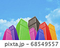 Colourful Psychedelic Buildings Withe Clear Blue Sky Background 68549557