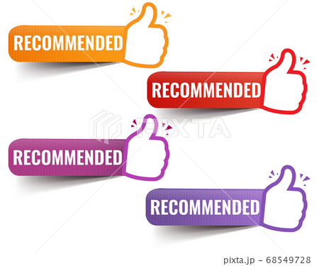 Recommended Labels Set With Ribbon And White Background 68549728