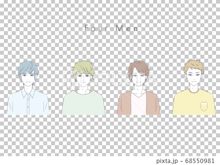 かっこいい男性4人のイラストのイラスト素材