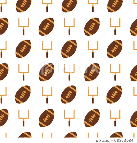 American Football hand drawn seamless vector pattern with collection of sports equipment. Repeating 68553034