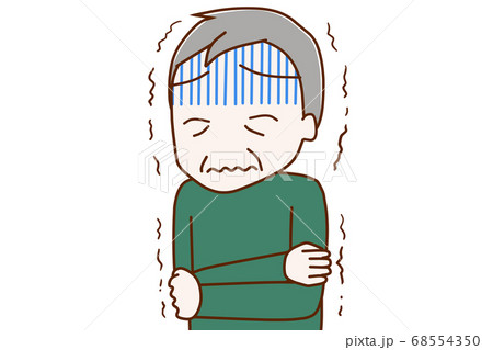 寒気が止まらず震える高齢の男性 寒気が止まらず震える高齢の男性 68554350