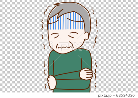 寒気が止まらず震える高齢の男性 寒気が止まらず震える高齢の男性 68554350