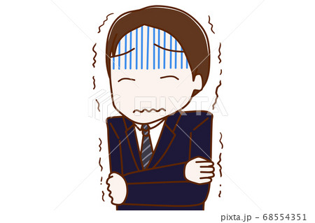 寒気が止まらず震えるスーツ姿の男性 68554351