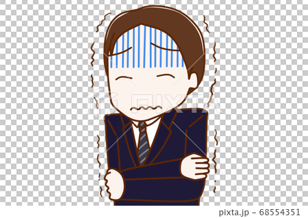 寒気が止まらず震えるスーツ姿の男性 68554351