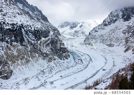 Mer de Glace in Mont Blanc massif, France Mer de Glace in Mont Blanc massif, France 68554503