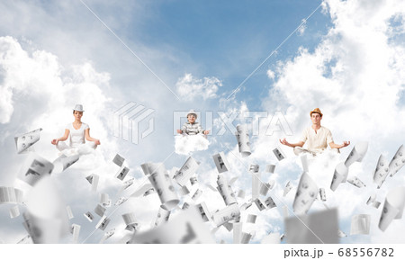 Young family keeping mind conscious. 68556782