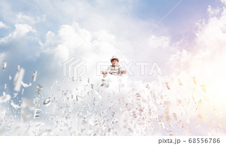 Little boy keeping mind conscious. 68556786
