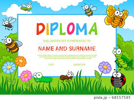 Education diploma for kindergarten with insects Education diploma for kindergarten with insects 68557595