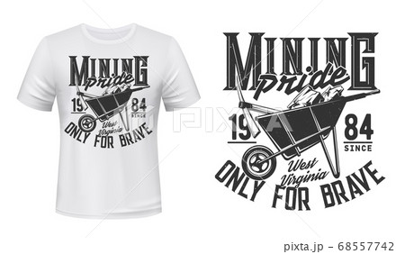 Mining t-shirt print vector mockup, coal miner 68557742