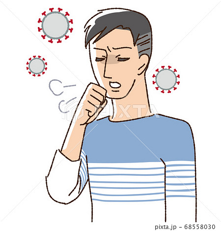 咳をする体調不良の男性のイラスト素材