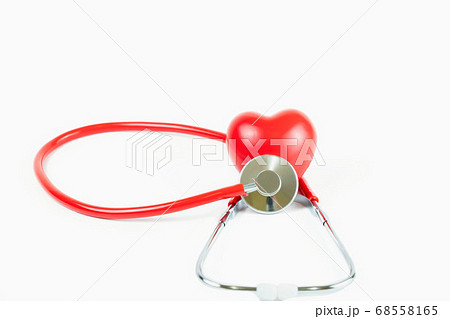 health care concept,Red Medical stethoscope and red heart isolated on white background with copy space 68558165