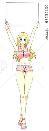 セクシーなラウンドガールのイラスト 金髪白人 文字なしのイラスト素材