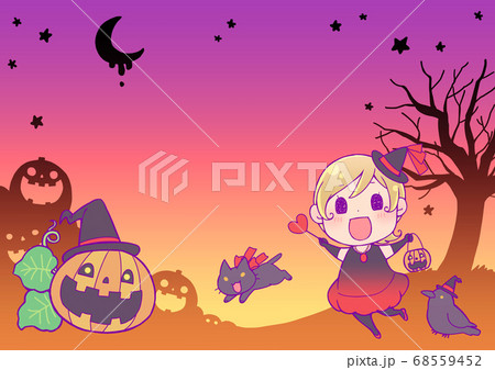 ハロウィン背景素材 魔女のイラスト素材