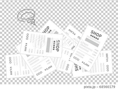 山になったレシート 悩みのイメージイラストのイラスト素材