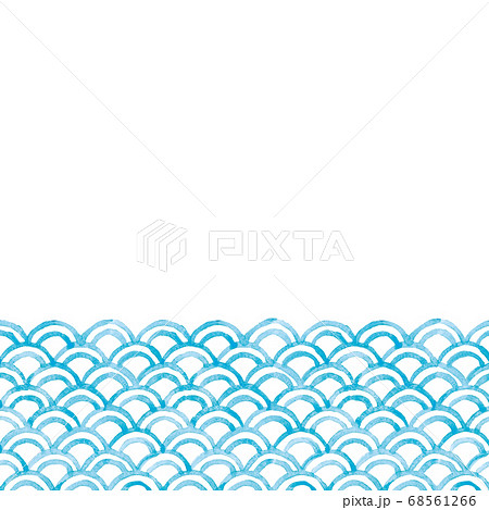 波柄 水彩 和柄背景 青海波のイラスト素材