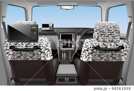 タクシーの車内内装 右ハンドル乗用車のイラスト素材