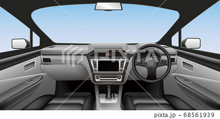 自動車の車内 車内のインパネデザイン 右ハンドル乗用車のイラスト素材
