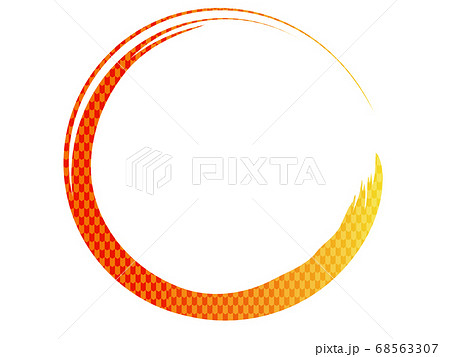 オレンジグラデーションの和風な丸のイラスト素材