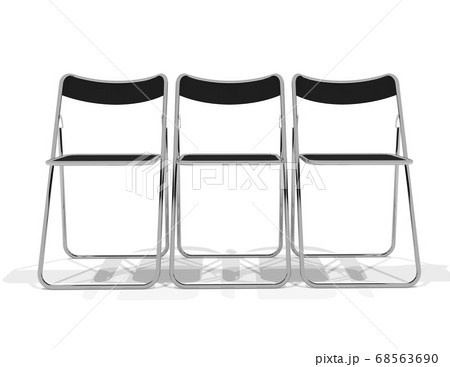 前から見た3脚のパイプ椅子の3dレンダリング 68563690